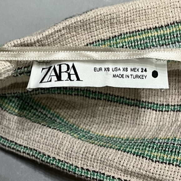 ๐ด ZARA | NWOT The Beth top rustic  crop top striped green cream - size X Small - Picture 11 of 11